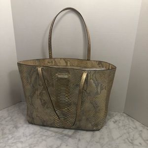 Gold snake embossed Kate spade tote bag